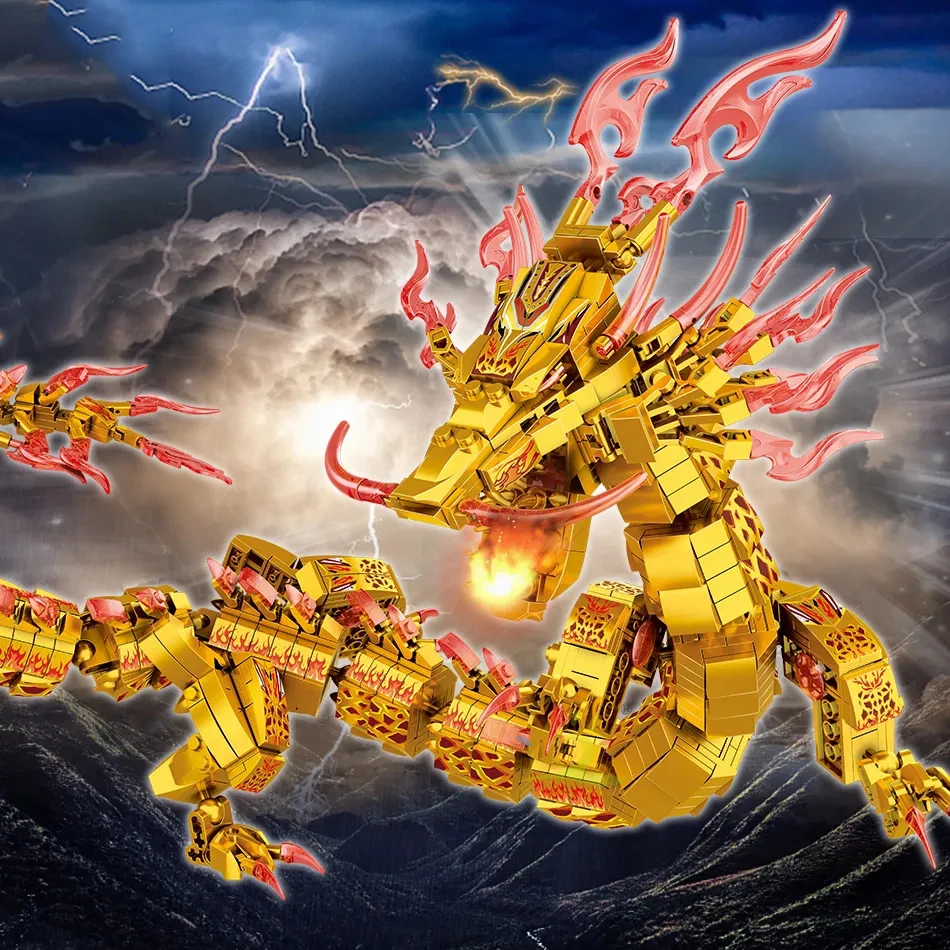 

1314PCS Gold Ninjasn Dragon Model Building Blocks with 4 Figures City Bricks Educational Christmas Gift Toy for Children