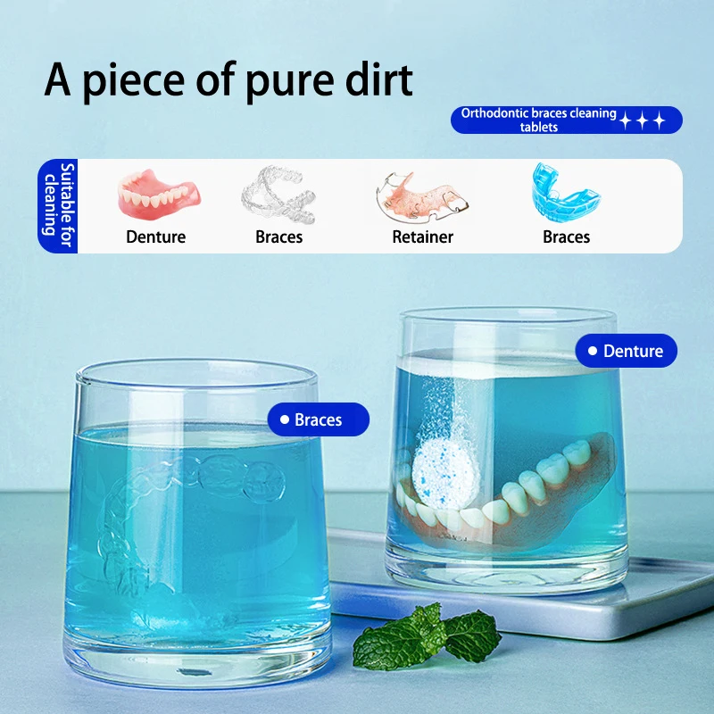 Prothesen Brause tabletten Reinigungs tabletten Anti-Bakterien sterilisieren Brause tabletten kiefer ortho pä dische Halter Reinigung Bleaching