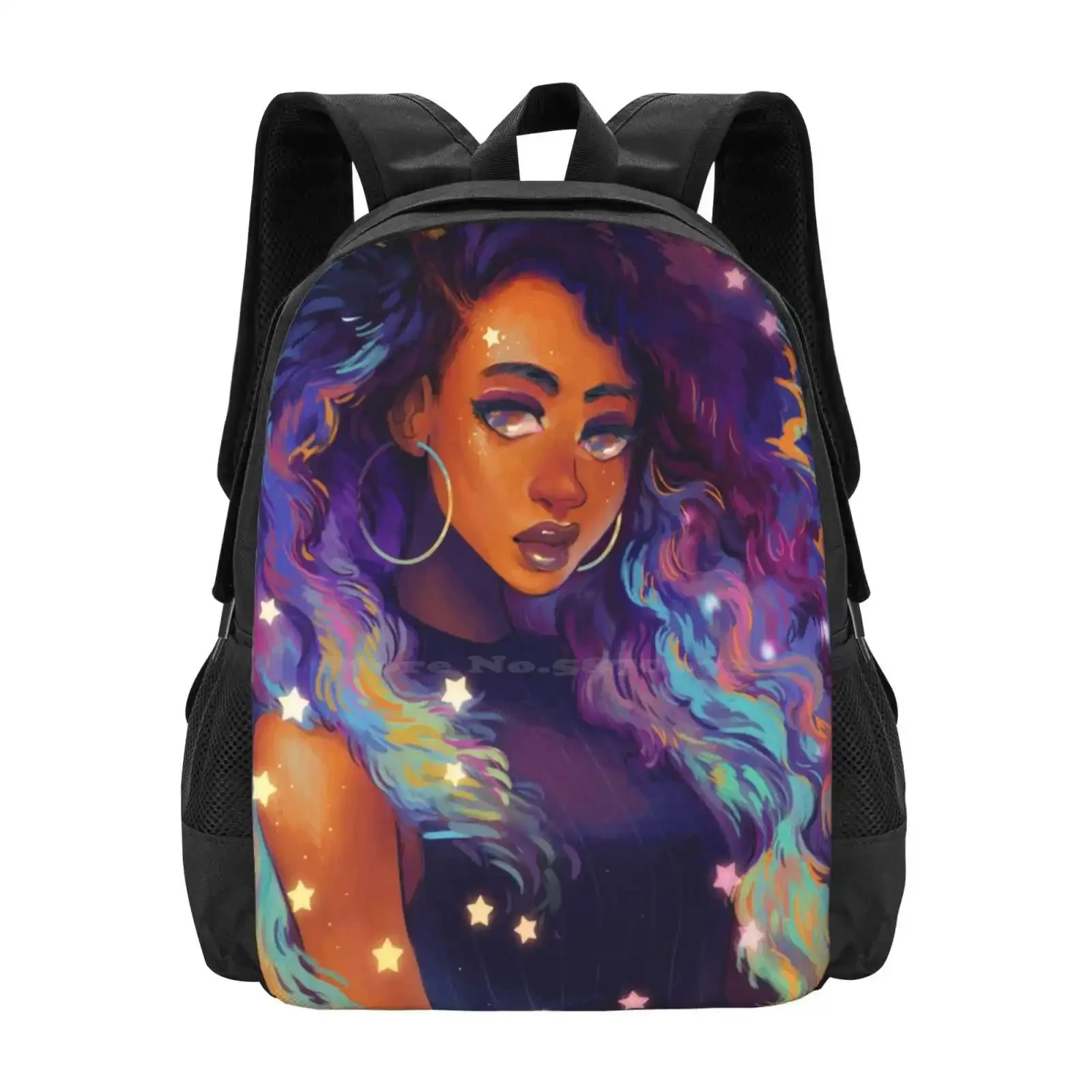 سديم حار بيع المدرسية حقيبة الظهر حقائب الموضة نجوم الشعر الأرجواني الفنان الأسود #1