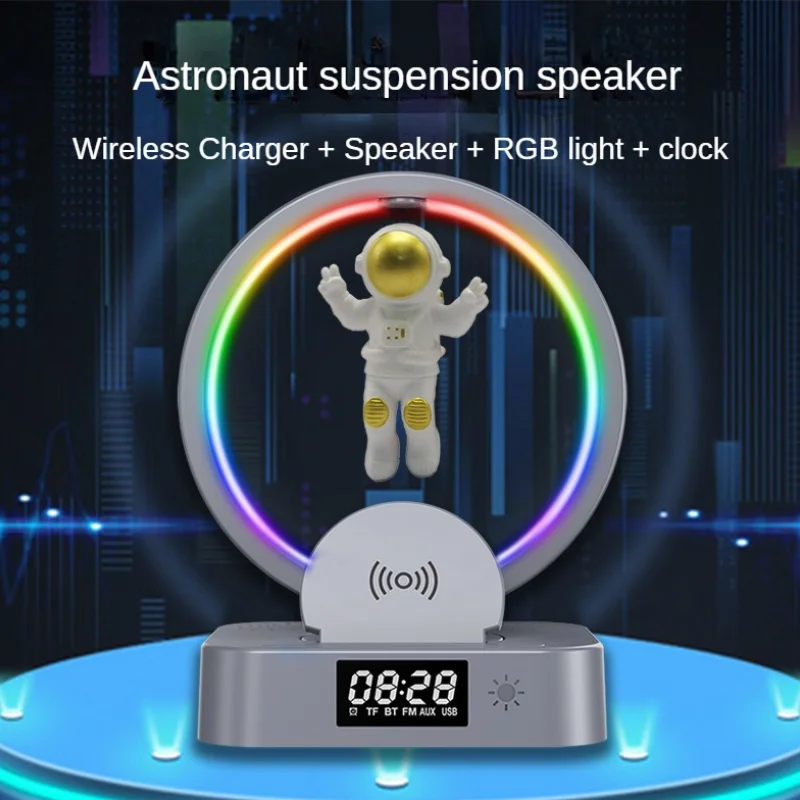 

Magnetic Levitation Astronaut Bluetooth Speaker Clock Astronaut Sound RGB Computer Subwoofer Decoration Birthday Gift