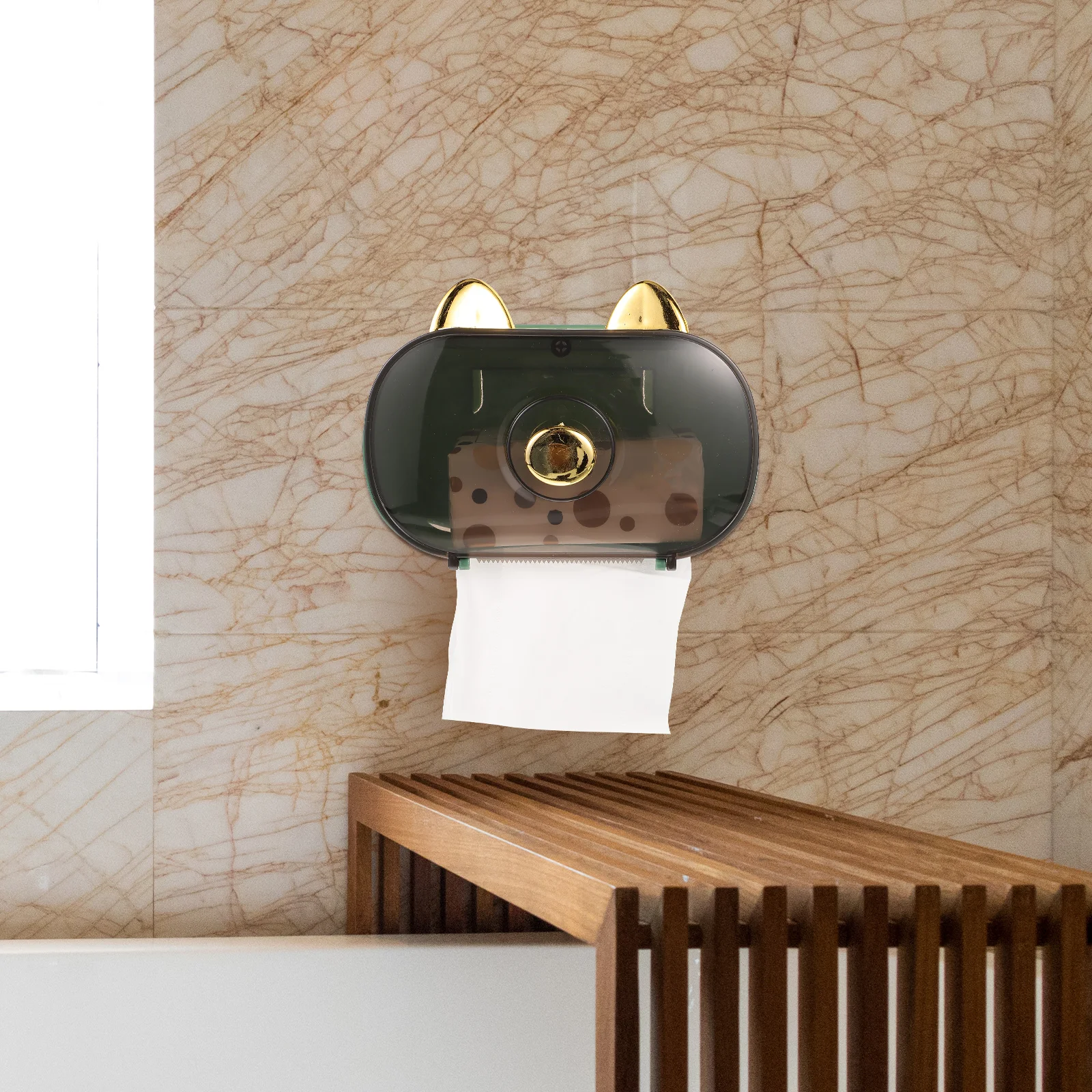 

Cute Cat Tissue Box Wall Mounted Paper Towel Storage Bathroom Green Home Kitchen Space Saving Plastic Simple Easy Use