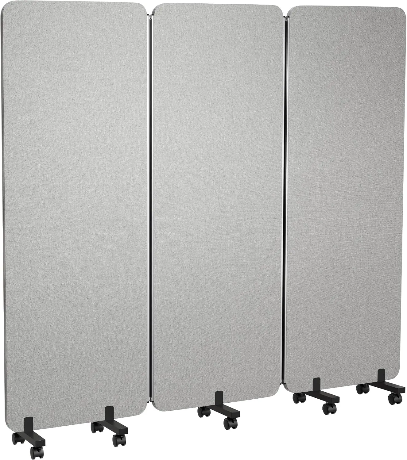 3 Panel Foldable Office Partitions, Mobile Cubicle Wall With Wheels | 71 X 66 Inch Noise Cancelling & Sound Proof Room Dividers,
