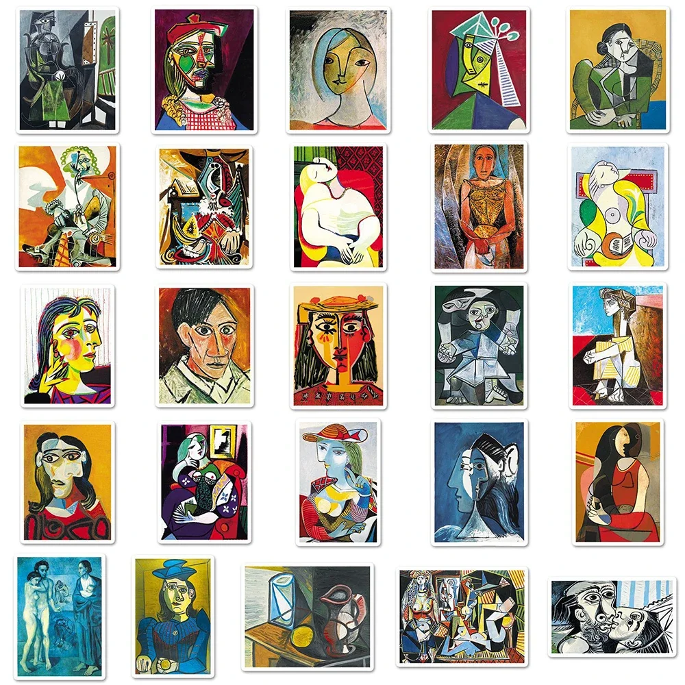 Autocollants de peinture artistique abstraite Picasso classique, étiquette de Collection, pour téléphone, Scrapbook, valise, ordinateur portable, jouet cadeau, DIY bricolage, 50 pièces