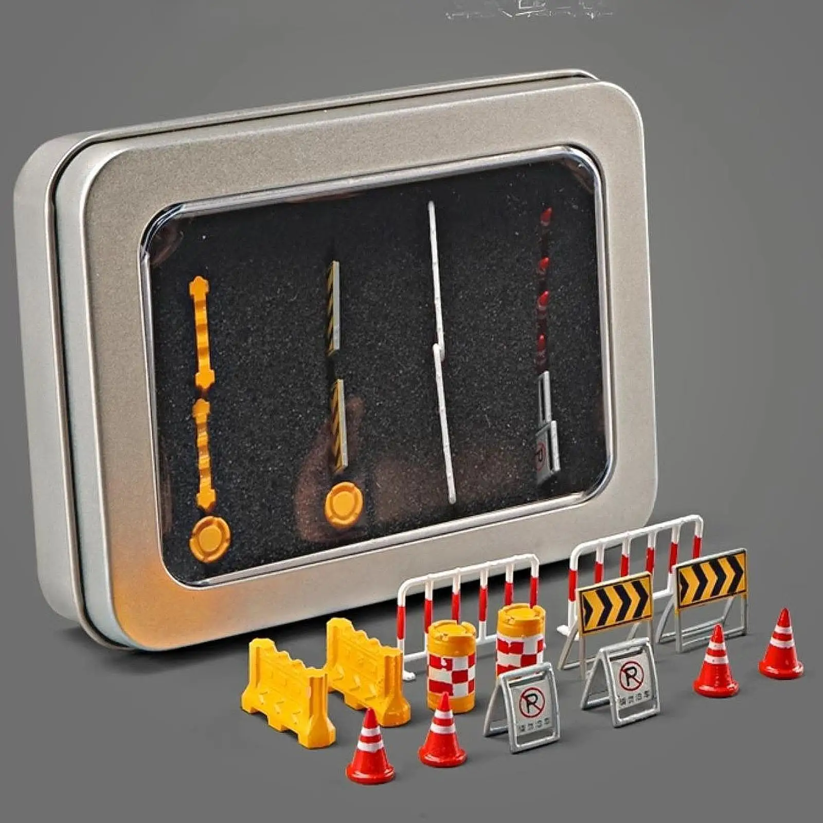 

14 Miniature Road Signs Set 1/64 Scale Traffic Markers for Diorama Props