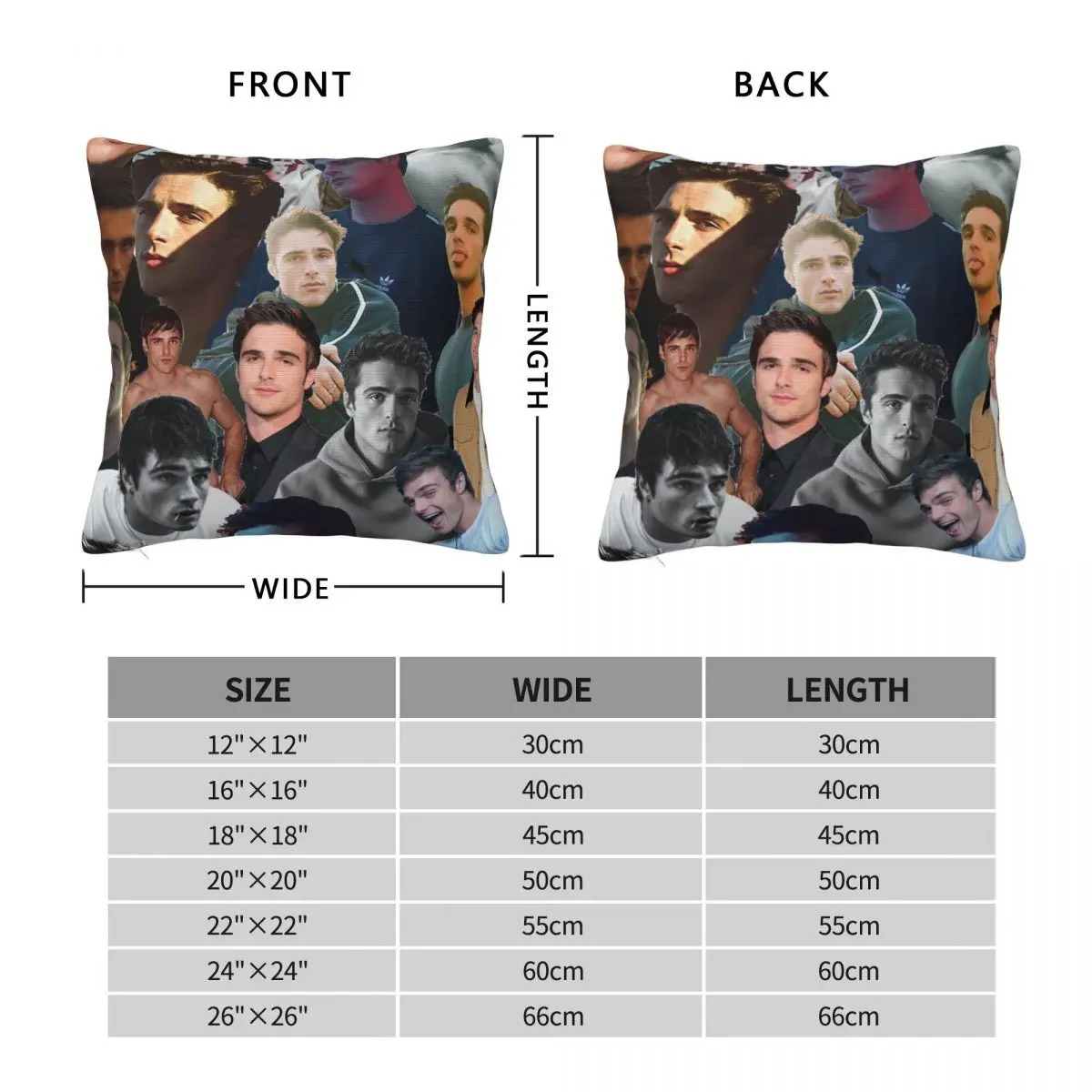 Jacob Elordi Noah Flynn Square Pillowcase Polyester Linen Velvet Pattern Zip Decorative Pillow Case Home Cushion Case