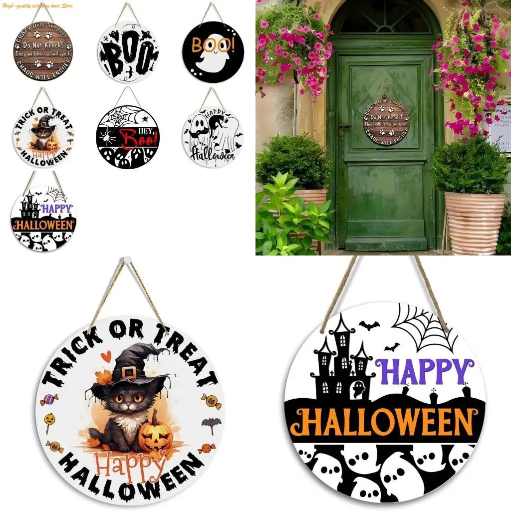 203F Wall Hanging 8Inch Boo Sign Ghostly Pattern Halloween Front Door Decors
