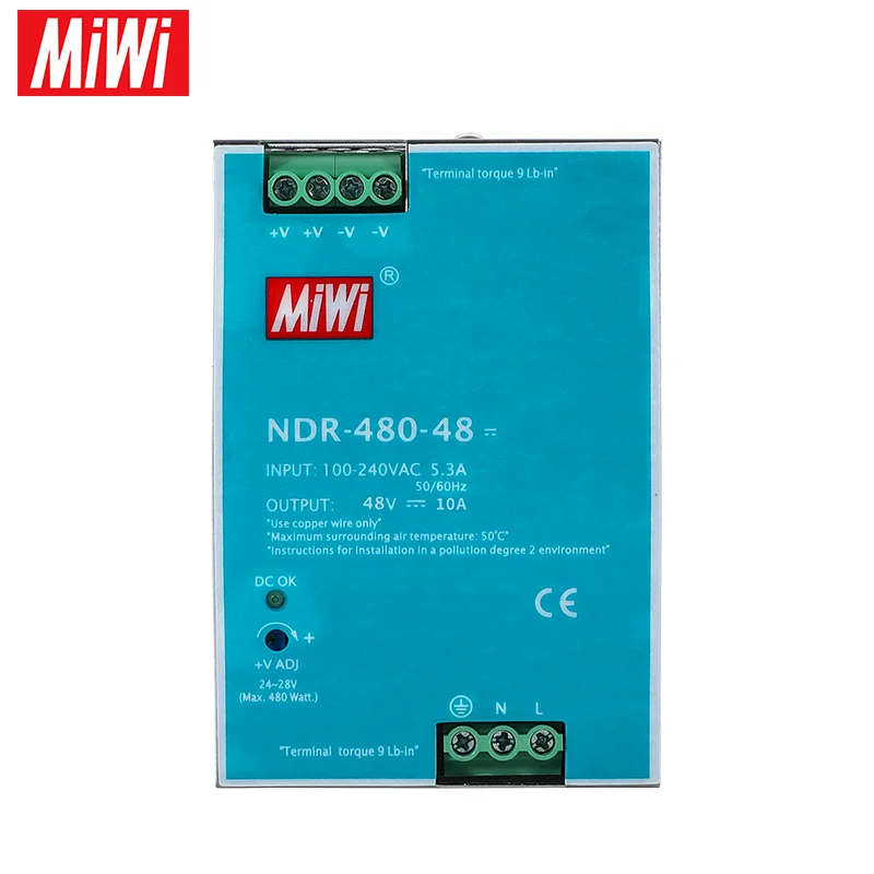 NDR-480W 48V 220VAC For Industrial DIN Rail Switching Power Supply Adapter Single Output AC DC