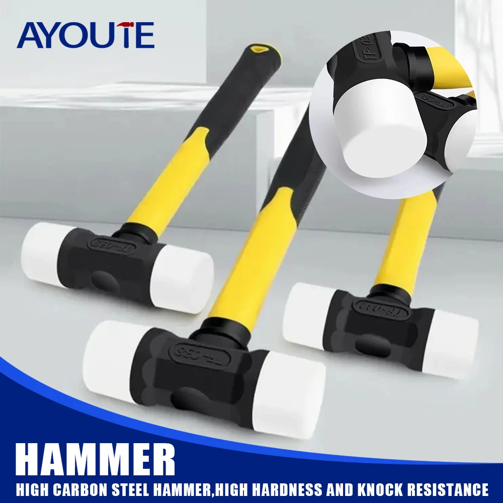 

Solid Rubber Hammer Plastic Nylon Head Non elastic Rubber Hammer Floor Tile Installation Hammer