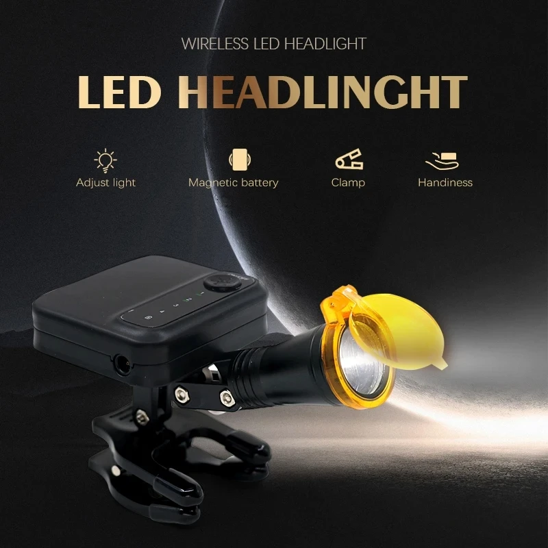 Wireless 5W Headlamp with 1 Batteries Removable Adjustment Gear for Dental Lab Loupe Medical Loupe Binoculars