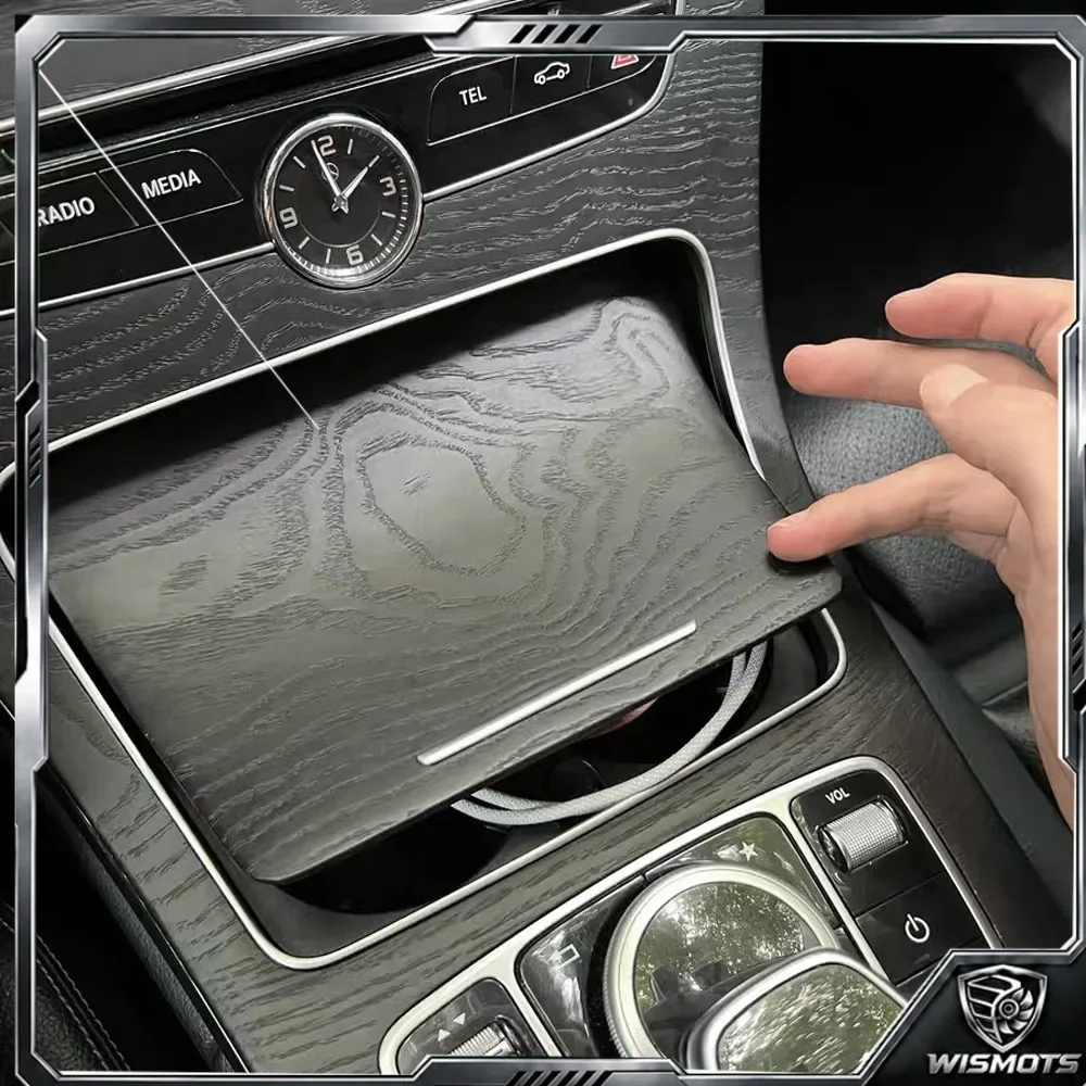 For Mercedes Benz GLC C Class W253 W205 2015-2020 Auto Center Console Ashtray Cup Holder Strip Trim Silver Chrome Frame