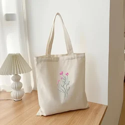 Floral Pattern Print Canvas Tote Bag Convenient Storage Bag for Going Out Traveling Shopping Casual Use Bags