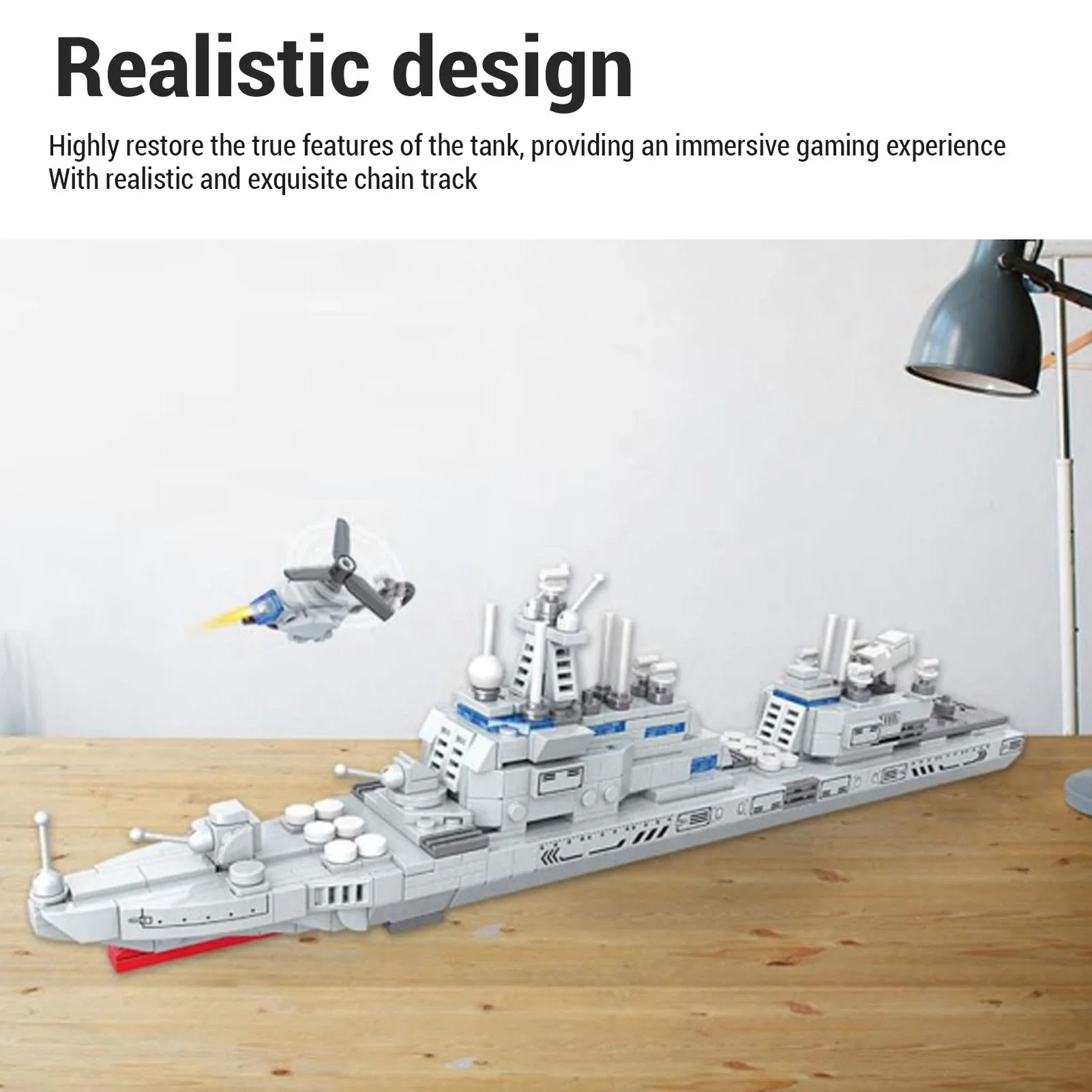 

Игрушка-конструктор военного корабля STEM — передвижные детали из 799 шт., с фигурками для детей