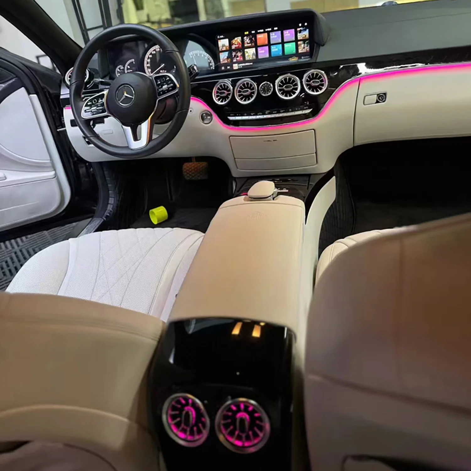 Center Console Trim Panel Turbine Vent With Ambient Light For Mercedes Benz S-class W221 Upgraded to W222 Interior Accessories