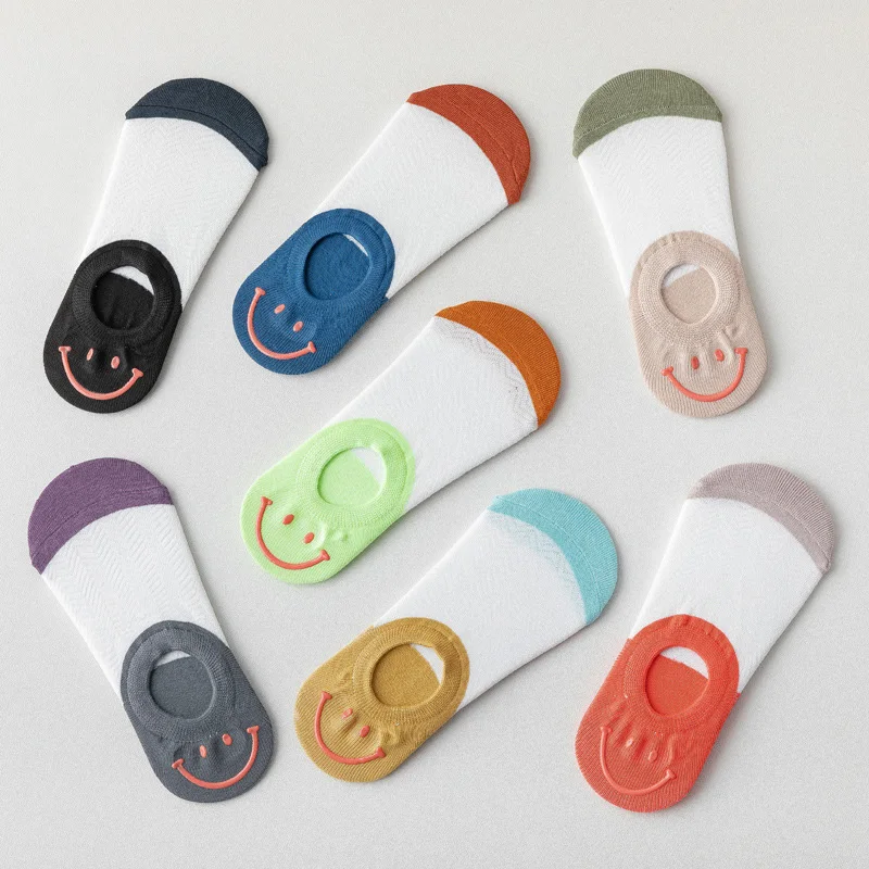 女性用通気性コットンアンクルソックス,ボートソックス,浅い口,見えない,パッチワークカラー,夏のファッション,3ペア