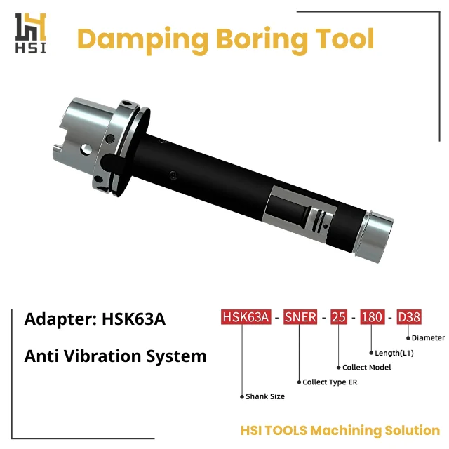 CNC Damping Boring Bar HSK63A-SNER Steel Anti Vibration Boring Bar Holder Equipment With High Quality Boring Tool