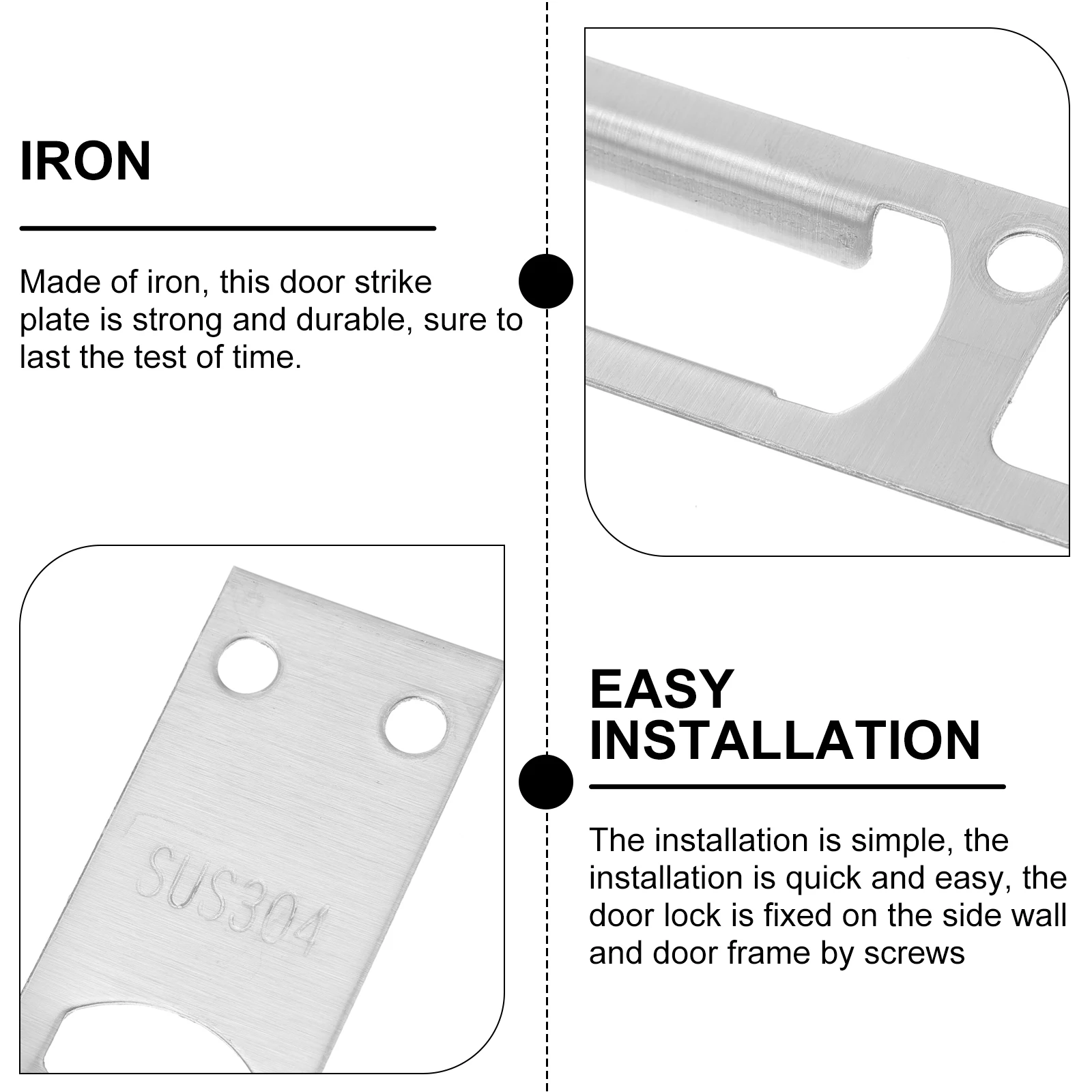 

5pcs Iron Door Reinforcement Plate High Hardness Wear Resistance Long Durability Security Devices Door Hardware