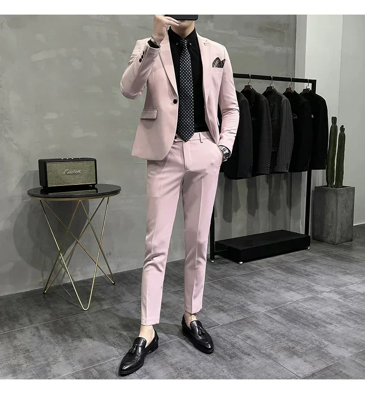 

1-331 Casual Spring and Summer Suit Men's Slim Business Formal Wear Groom