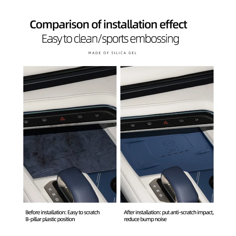 For ZEEKR 001 2021-2025 Center Console Wireless Charging Rubber Pad Mat Car Interior Modification Accessories
