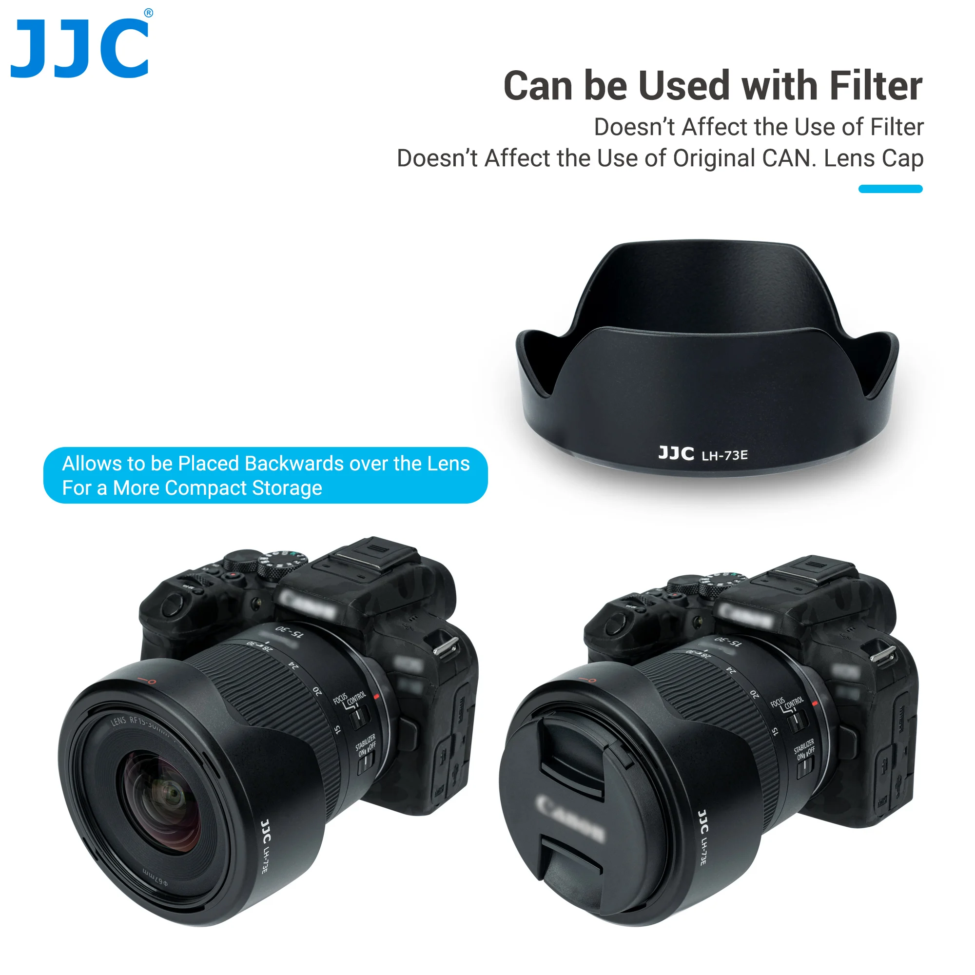 JJC LH-73E Lens Hood Cho Canon RF 15-30Mm F4.5-6.3 Là STM Ống Kính Thay Thế Cho Canon EW-73E Lens Hood mờ Bảo Vệ Ống Kính