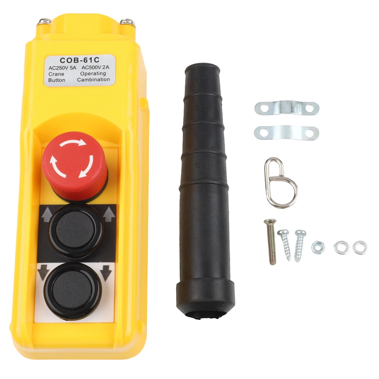 220V Electric Hoist Switch with IP54 Rating Copper Contact Construction Momentary Up/Down Switch and Safety Stop for Crane Use