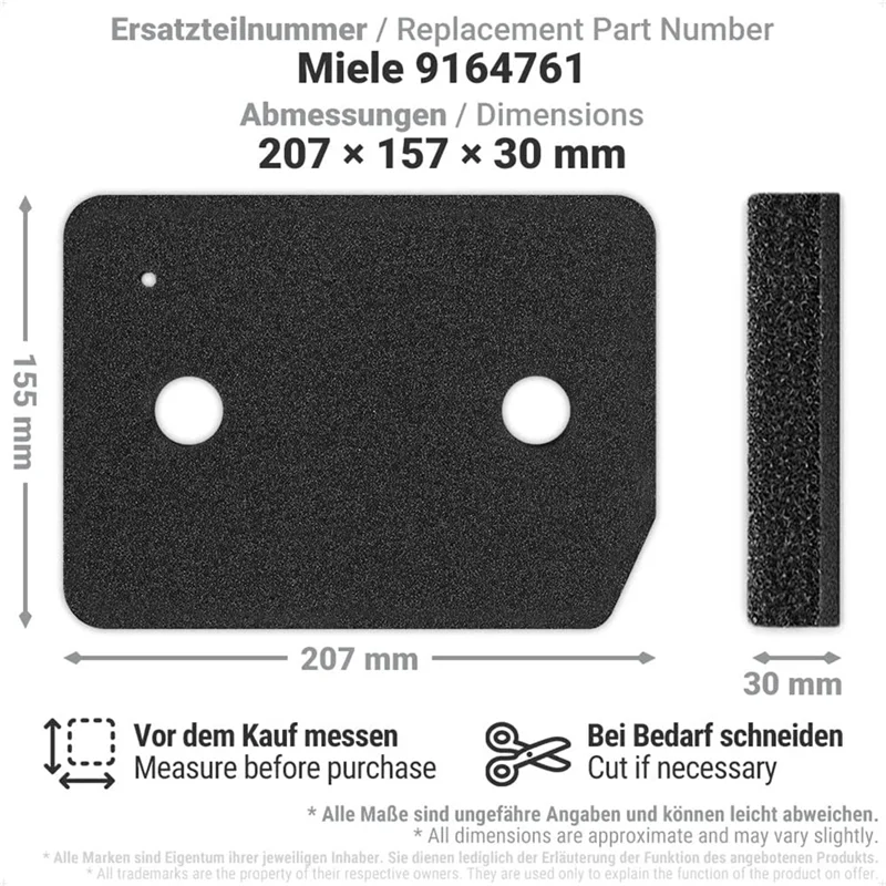 Substituição do filtro 9164761 para secadora e secadora, 6 peças