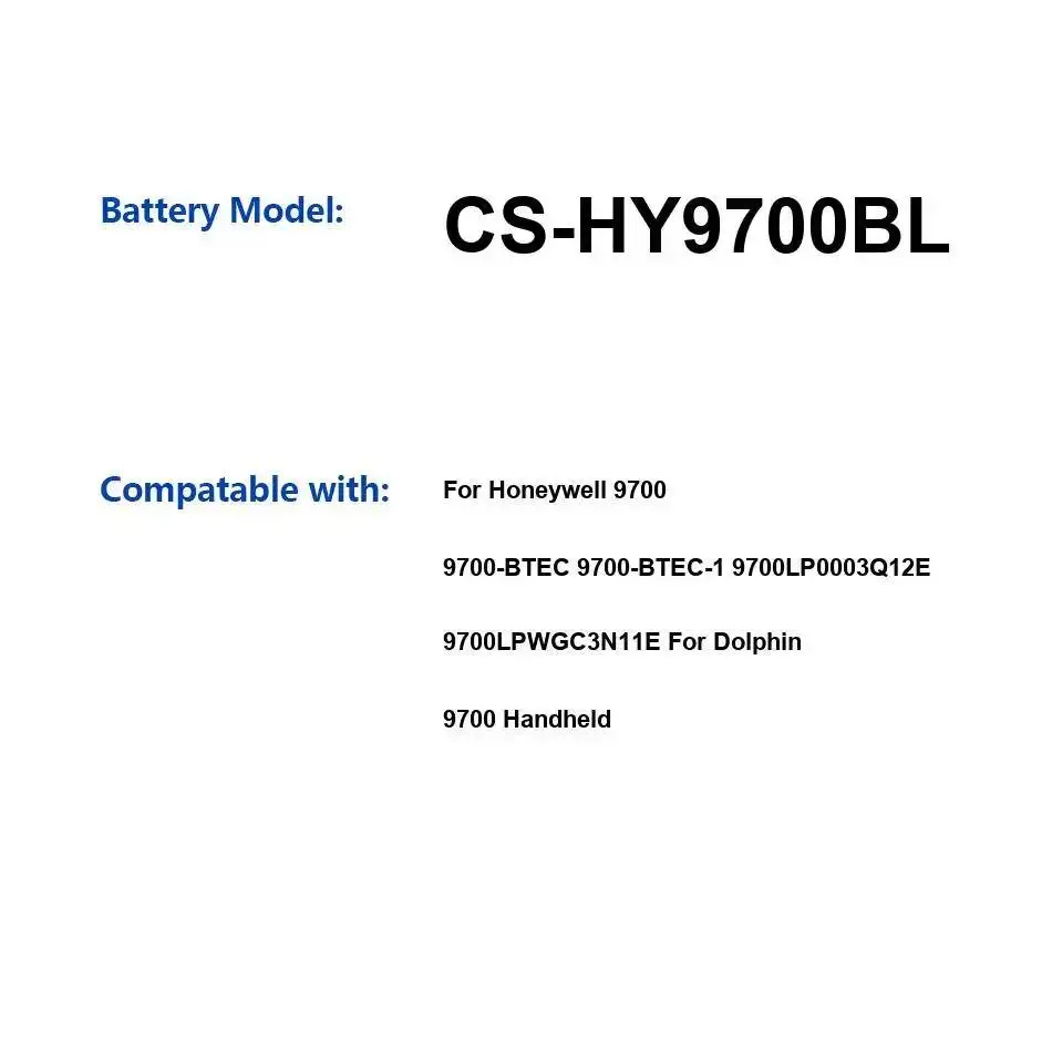 

Аккумулятор CS-HY9700BL 1400 мАч для портативных устройств Honeywell Dolphin 9700, 9700-Btec, 9700-Btec-1, 9700LP0003Q12E, 9700LPWGC3N11E