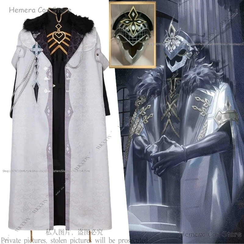 

II Capitano Cospaly Genshin Impact Eleven Fatui Harbinger Costume Cloak Shield White Uniform Halloween Party Captain