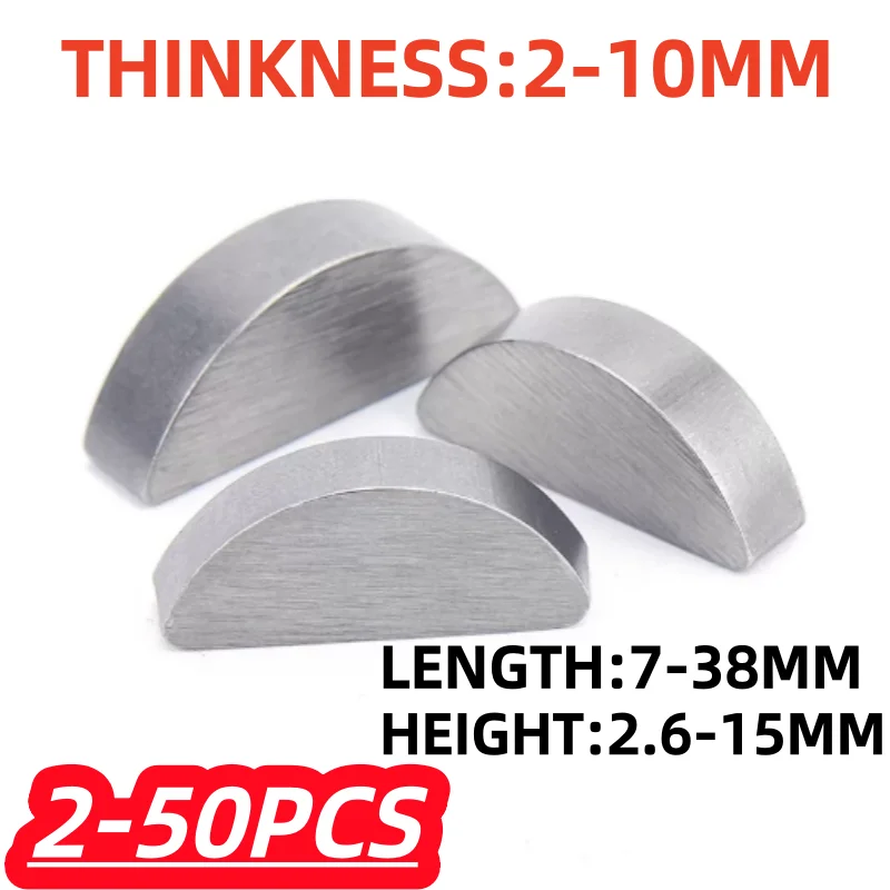 2-50Pcs/lot M2 M2.5 M3 M4- M10 A3 Woodruff Keys Metal Flat Semi-circular Half-Moon Bond Key Carbon Steel Support Customize