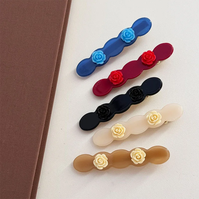 Korean Niche Design Acetate Rose Color Matching Advanced Sense Ladies Hairpin Side Clip Bang Clip Accessories