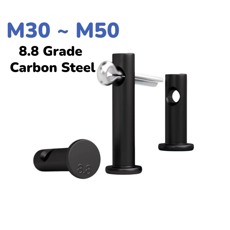 M30 ~ M50 Black 8.8 Grade Carbon Steel  Flat Head Cylindrical Plug Positioning Pin with Hole Pin Shaft Cotter Pin Set