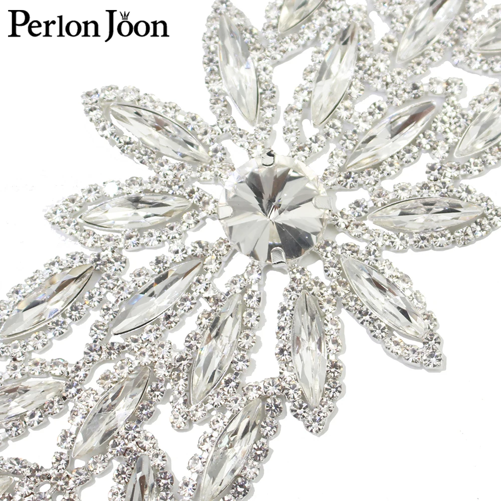 Two Size Sparkling Horse-eye Crystal Long Applique Rhinestone Patch Sew for Bridal Headdress Wedding Dress Accessories YHC033