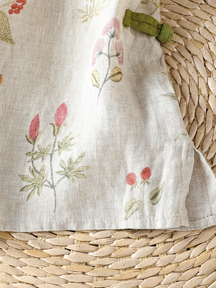 New Chinese Style Embroidered Stand Collar Sleeveless Shirt Women Summer Loose Loose Side Button Floral Print Small Shirt Top 4