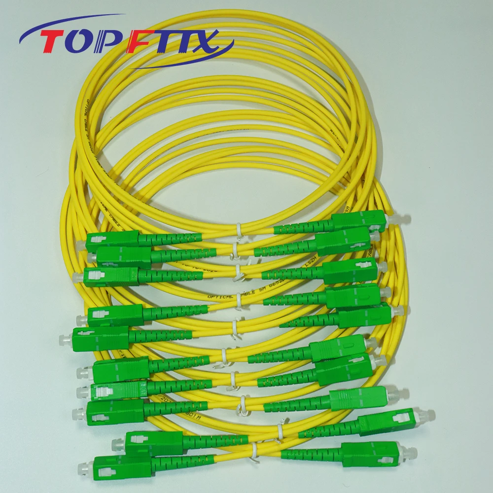 

IL≤0.2dB 50PCS 1 Meter SC APC/UPC Single Mode G652D OS2 Simplex Core 3.0mm Yellow LSZH Fiber Optic Patch Cord High Tensile