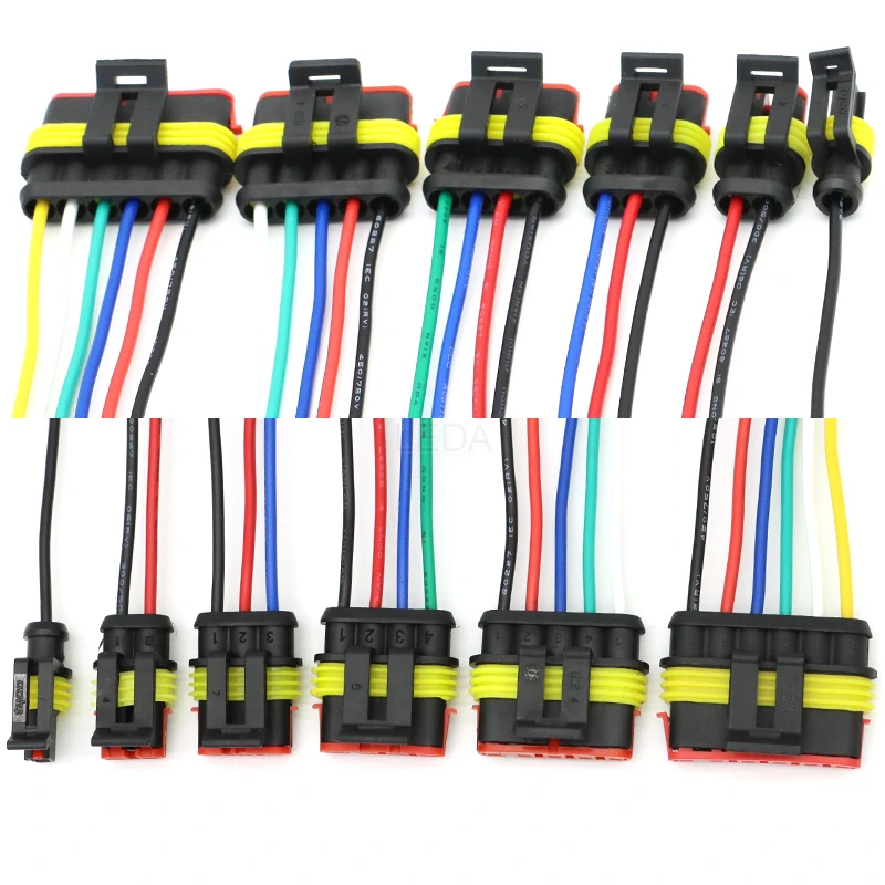 1Set 1P 2P 3P 4P 5P 6P Way Waterproof Electrical Auto Connector Male Female Plug with Wire Cable Harness for Car Motorcycle