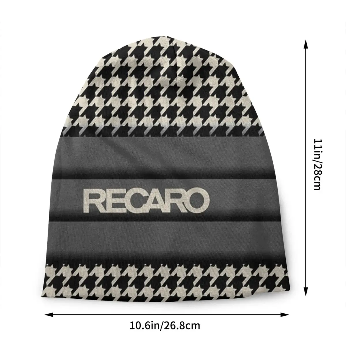 Custom Recaro Houndstooth Skullies Beanies Caps Winter Warm Knitted Hat Women Men Fashion Adult Bonnet Hats Outdoor Ski Cap