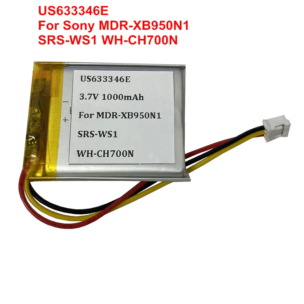 New 3.7V Li-Polymer US633346E 1000mAh Replacement Battery For Sony MDR-XB950N1 SRS-WS1 WH-CH700N Acumulator Batteries - view 3