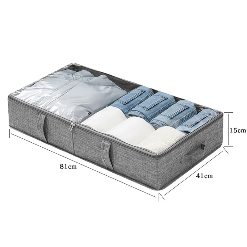 Large Capacity Clothing Storage Box Transparent Lid Clothing Segmental Storage Box Blanket Toy Folding Household Organizer