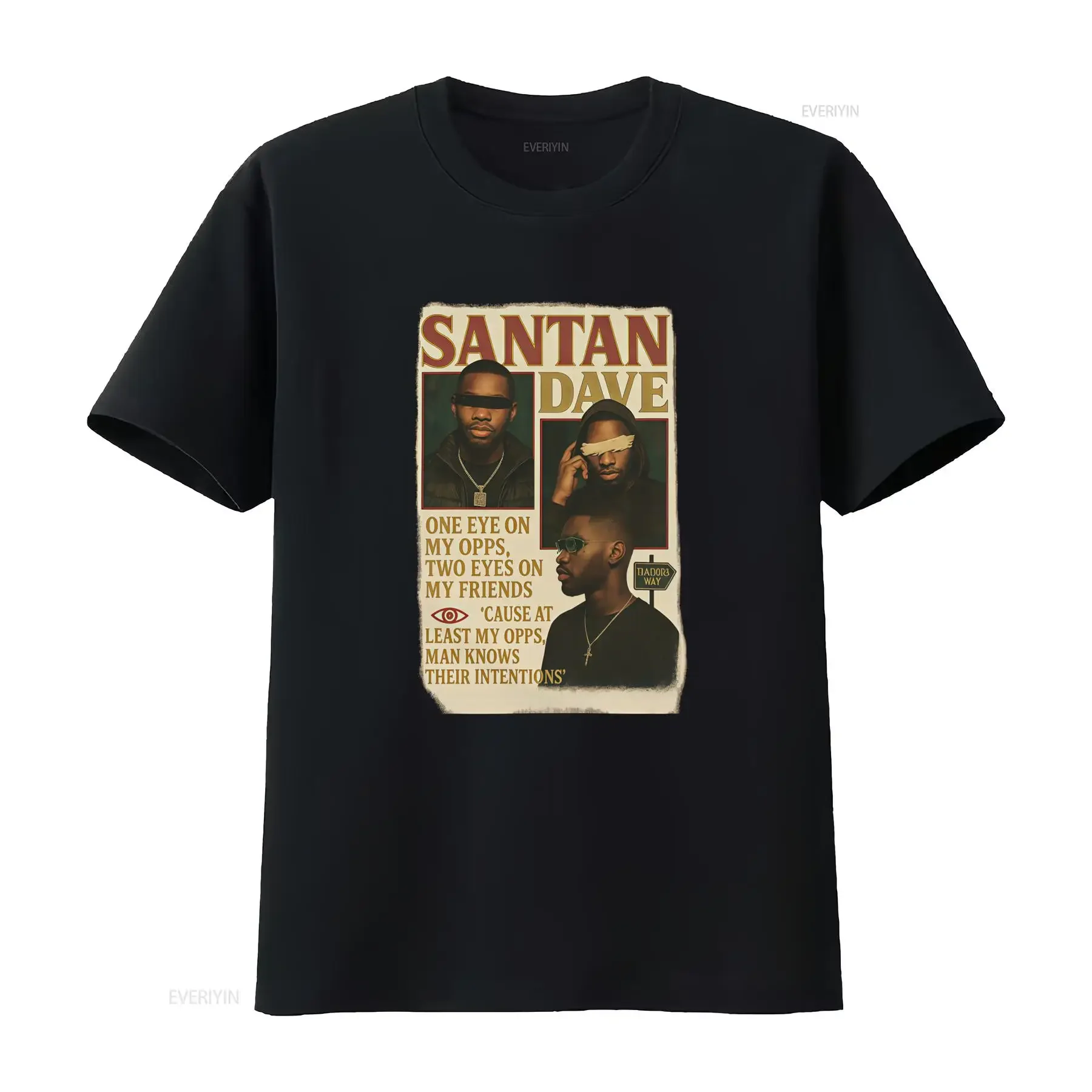 Santan Dave Uk Rap T Shirt Lyrics Inspired Stylish Casual Wear Crew Neck All season Regular Fit Print Pattern vintage Washed
