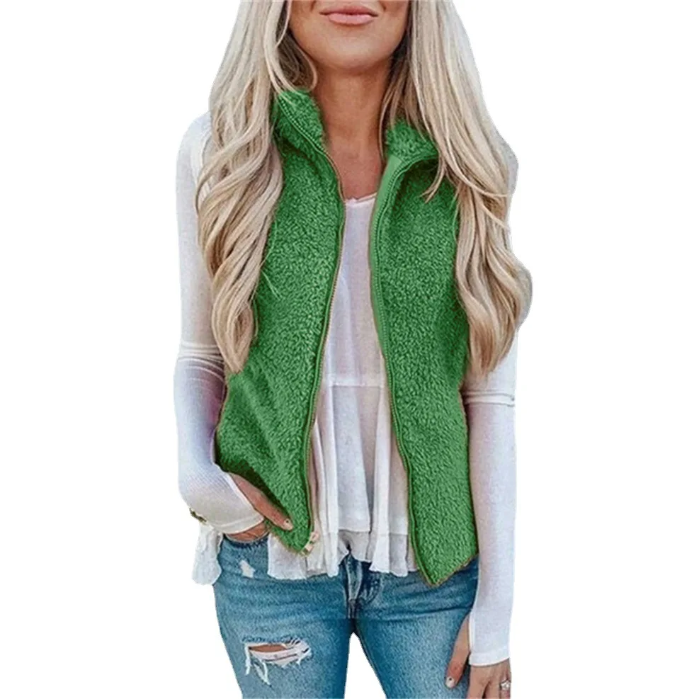 Gilet peloso da donna 2024 Primavera Autunno Stagione Regular Tessuto di velluto sottile con design con cerniera ket Faionable Top