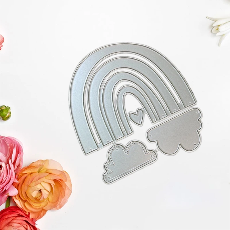 Carbon Steel Cutting Die Metal Rainbow Cloud Love Heart Die Cut Mold Template for DIY Card Making Scrapbooking Stencil Embossing