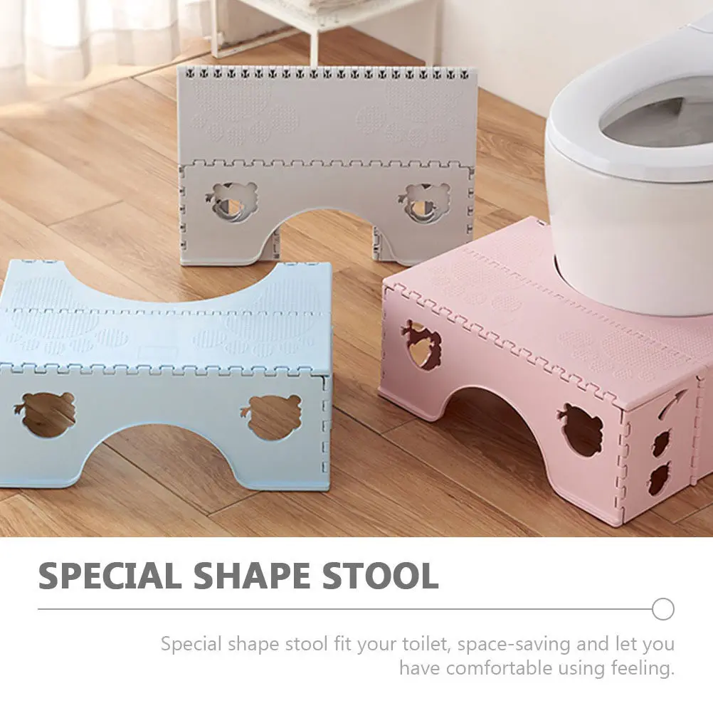 Foldable Toilet Stool for Adults and Kids Anti-Slip Footstool Space-Saving Squatting Design Comfortable Bathroom Stepping Stool