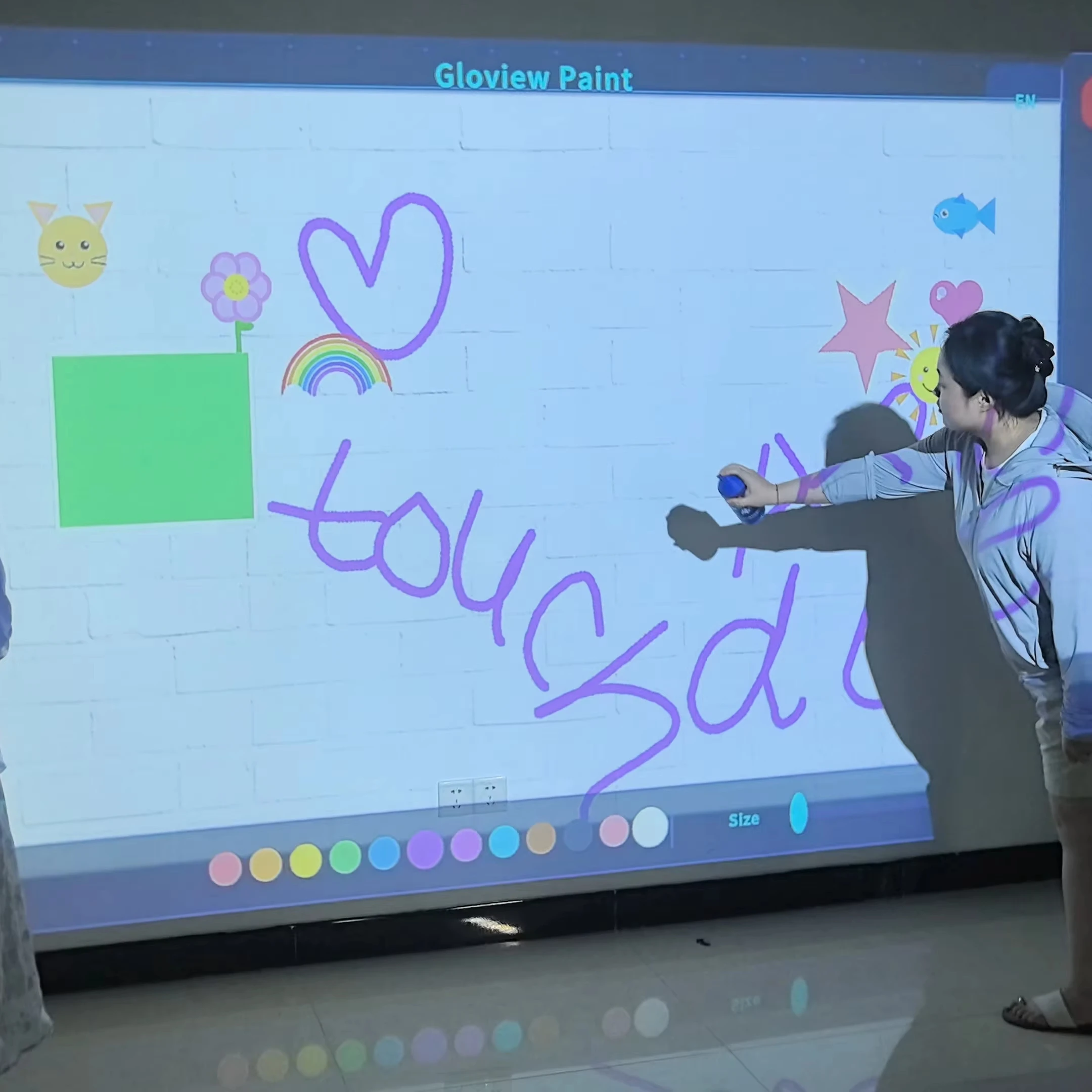 Interactive Wall Projection Magic Drawing Game System Multi-Touch Laser Spray Can Digital Art Equipment