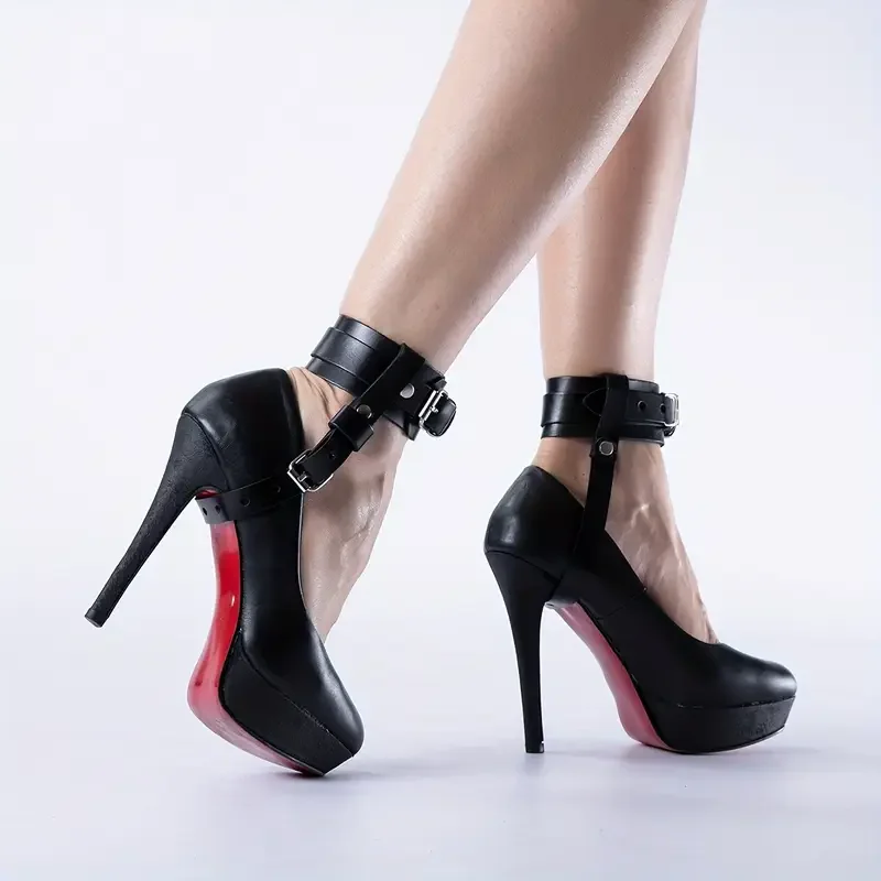 Adjustable Black Ankle Harness with Buckle Straps | Handmade， Durable Design for Cosplay, Costumes, and Fashion Accessories