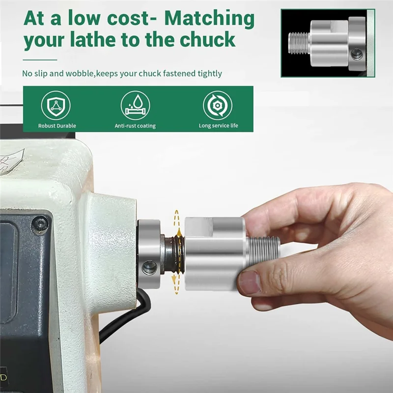 

A53Q-Lathe Spindle Adapter Lathe Headstock Spindle Adapter 1-1/4" X 8TPI To 1" X 8TPI For Woodworking Lathe