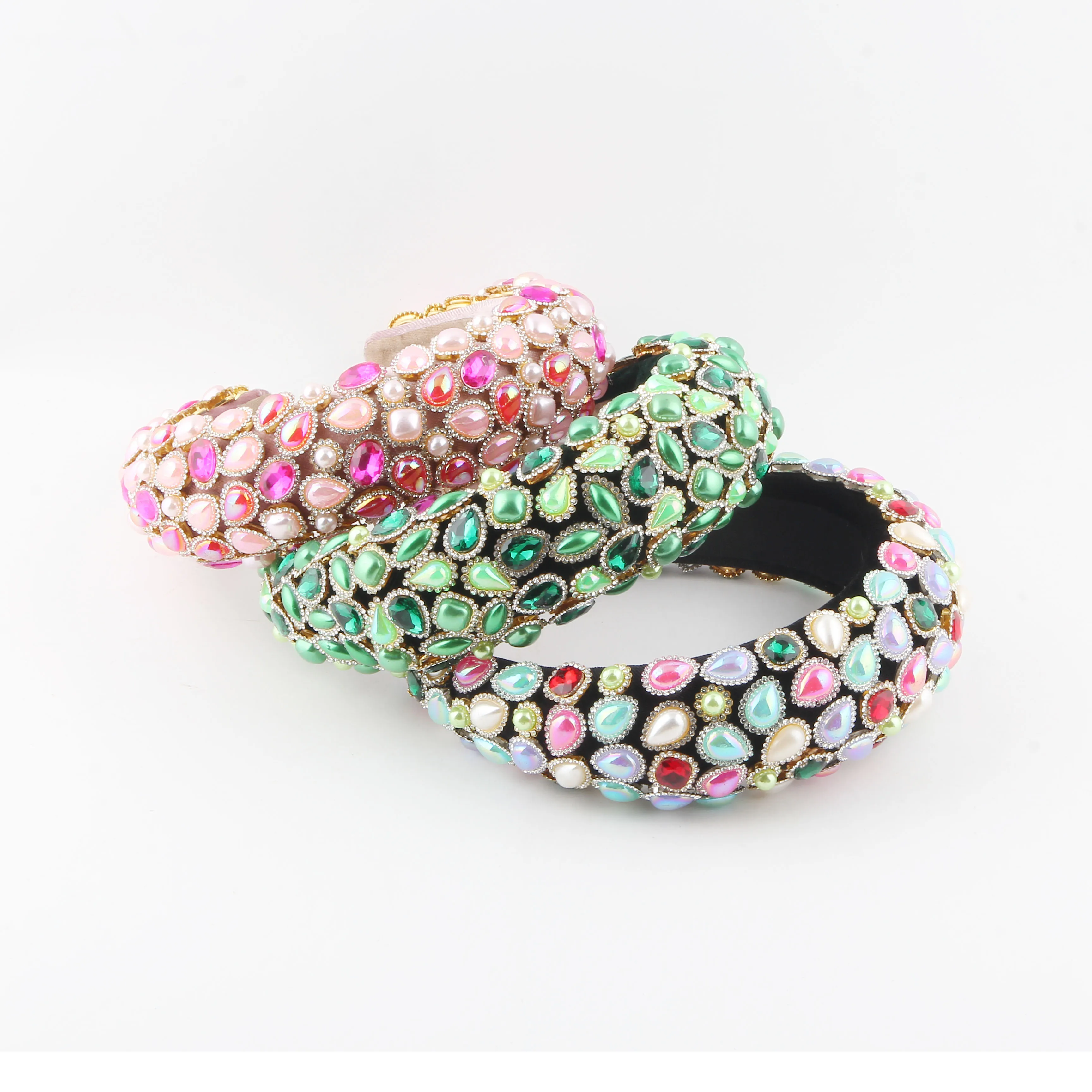 European And American Style Full Crystal Hair Clips Wide-Edge Hair Accessories Sponge Rhinestones Baroque Hair Bands 449