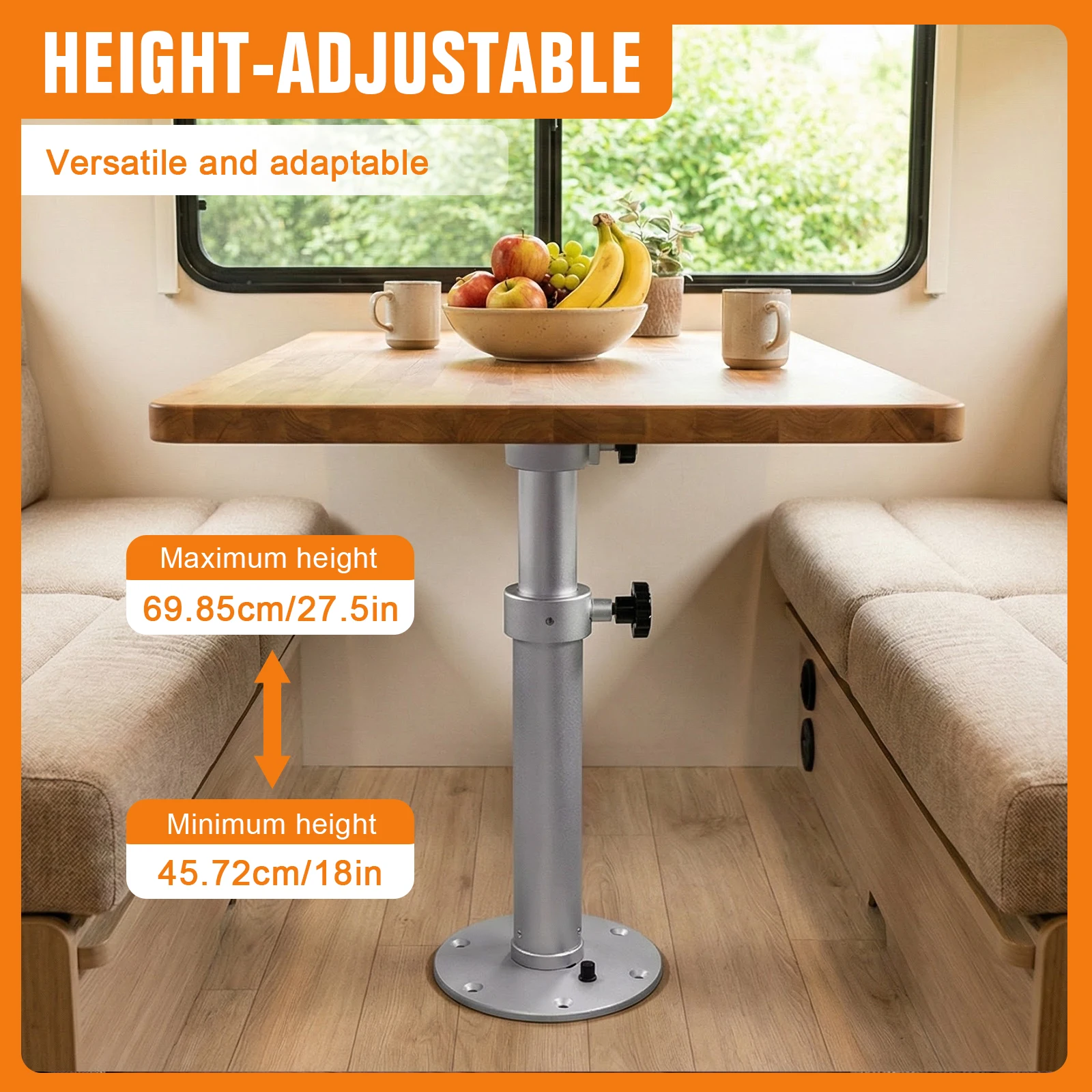 

RV Table Pedestal Stand Leg One-Leg Lifting System Removable Lifting Table Legs 27.5In for Boat Yacht Motorhome Caravan