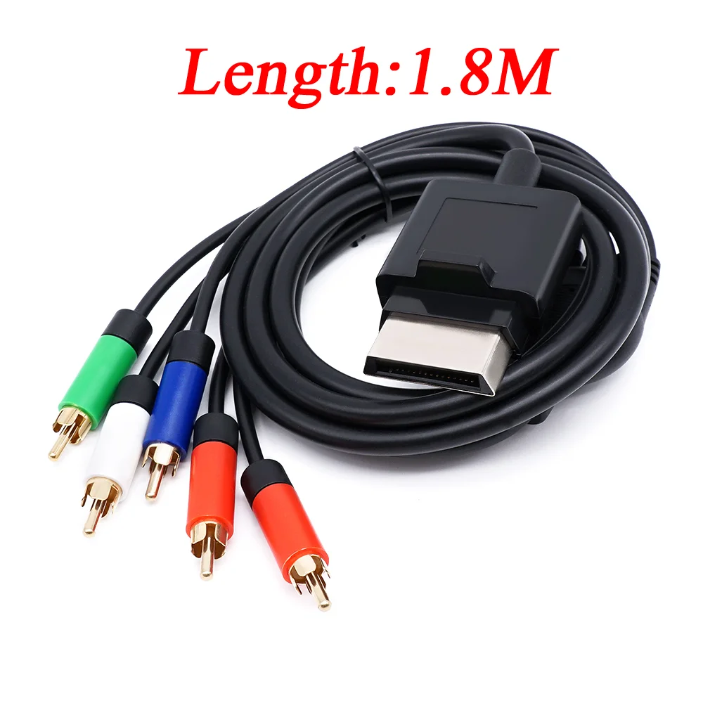 10PCS 1.8m Black Component AV audio video 5RCA  Cable For Xbox 360 Slim Games Accessories