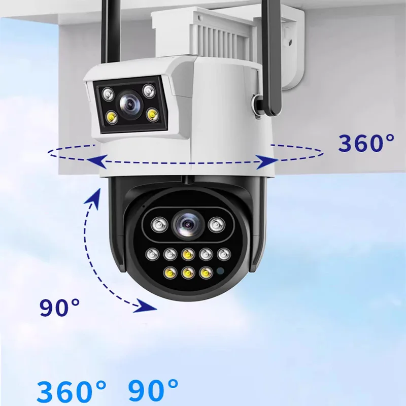 Télécommande de téléphone portable 360 ​ ​ Pas d'angle mort double objectif 5MP HD vision nocturne extérieure double écran caméra de surveillance caméra IP Audio