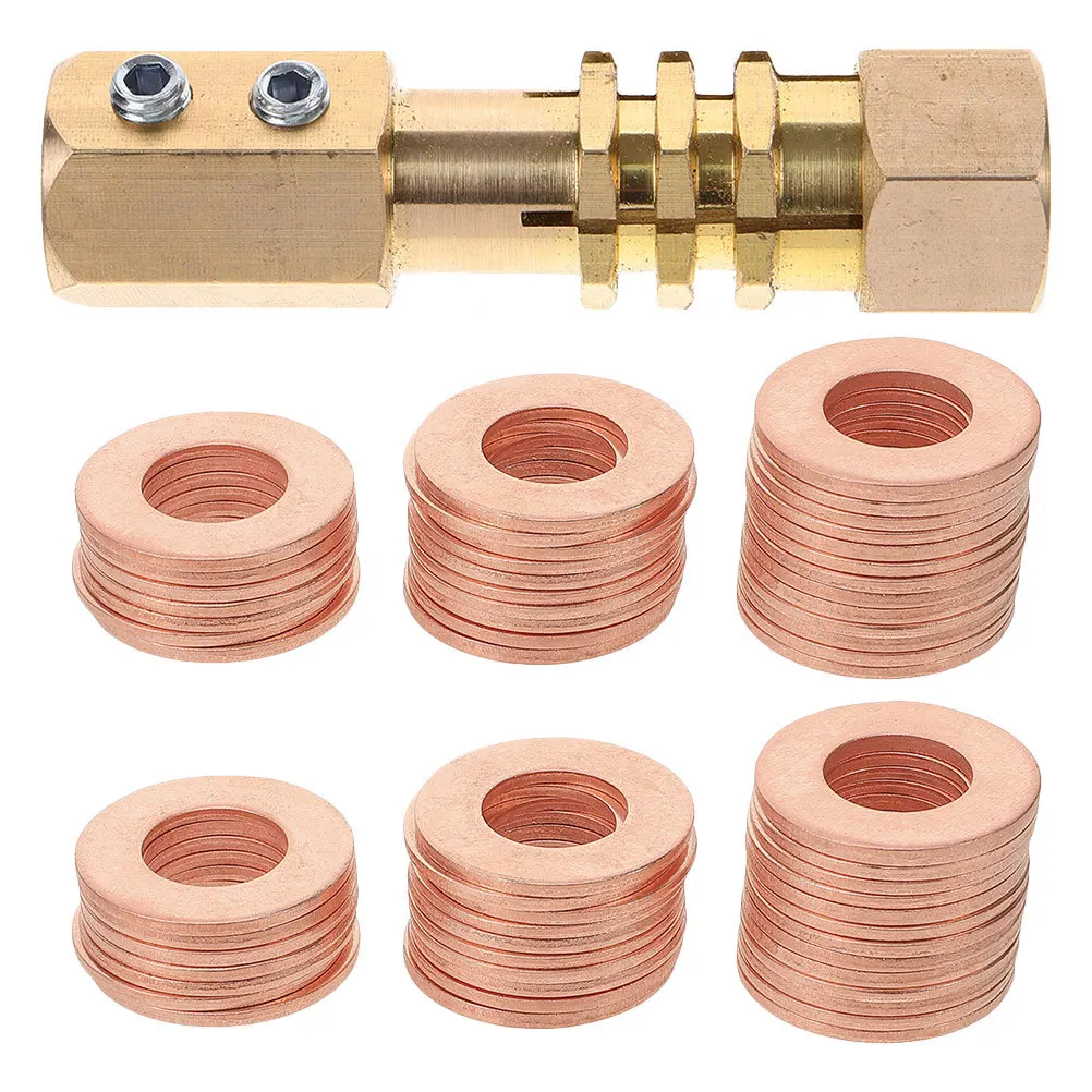 

200Pcs Flat Copper Washers Assortment Kit for Automotive Body Repair Machine Gasket Sealing Metric Oil Drain Plug Crush Washers