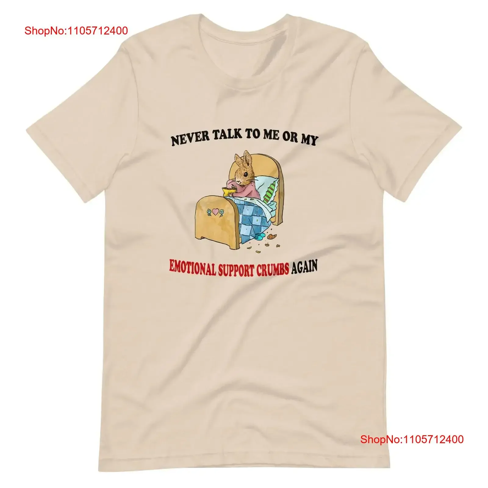 Emotional Support Crumbs T Shirt vintage Washed Unisex Versatile Stretched Slightly graphic Breathable streetwear Comfortable